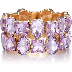 Women's Crystal Emerald Cut Stretch Bangle Bracelet for Wedding Party Prom Jewel